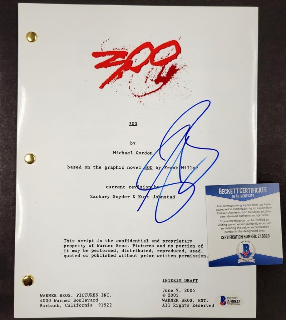 Gerard Butler signed 300 Full Movie Script Leonidas autograph ~ Beckett BAS COA: Gerard Butler signed 300 Full Movie Script Leonidas autograph ~ Beckett BAS COA Industry: Movies Original/Reproduction: Original Autograph Authentication: Beckett Movie: 300 Signed By: Gerard Butler S