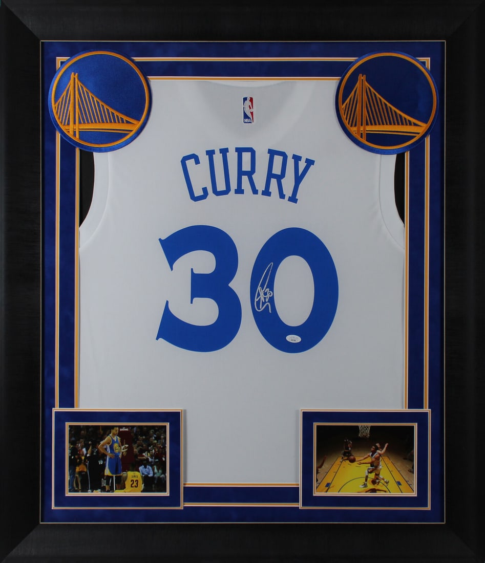 Warriors Stephen Curry Signed White Adidas 2017 Finals Framed Jersey JSA: Warriors Stephen Curry Signed White Adidas 2017 Finals Framed Jersey JSA Player: Stephen Curry Product: Jersey Original/Reprint: Original Autograph Authentication: JSA Team: Golden State Warriors Prod