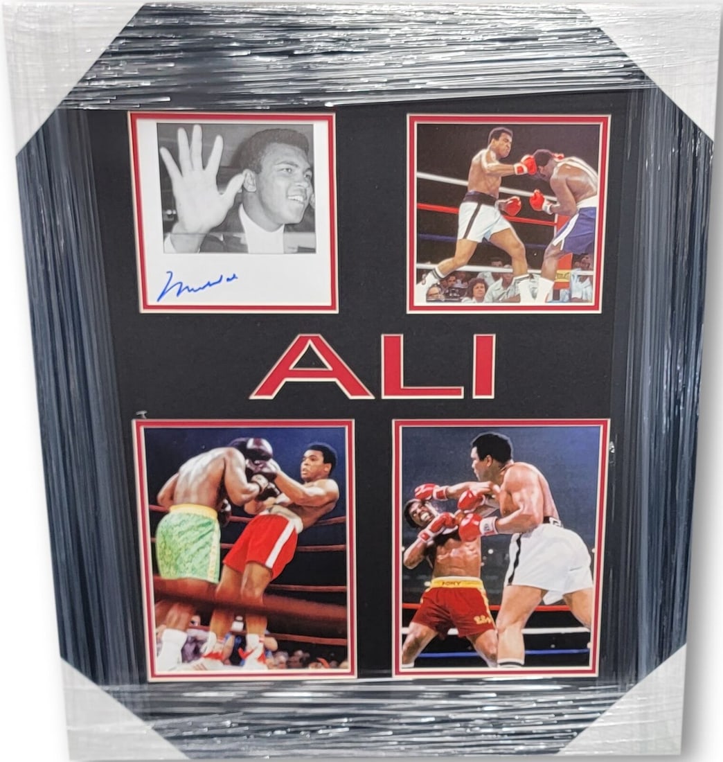 Muhammad Ali Hand Signed 8x10 Autograph Photo Framed w/ 3 8x10's JSA: Muhammad Ali Hand Signed 8x10 Autograph Photo Framed w/ 3 8x10's JSA Sport: Boxing Product: Photo Original/Reprint: Original Player: Muhammad Ali Autograph Authentication: James Spence (JSA) Pre-Owned