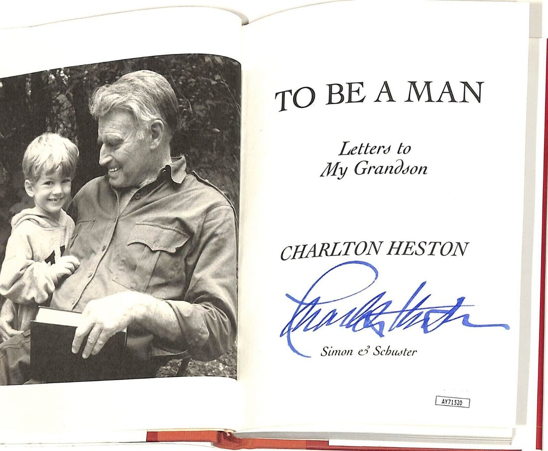 Charlton Heston Autographed "To Be a Man" HC Book JSA 100663: Charlton Heston Autographed "To Be a Man" HC Book JSA 100663 Personalize: No Signed by: Charlton Heston Signed: Yes Autograph Authentication: James Spence (JSA) Object Type: Book Original/Reproduction