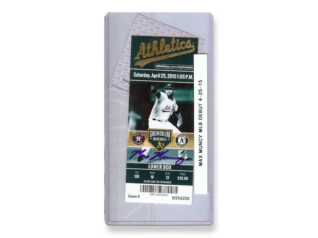 Max Muncy Signed Autographed Ticket A's MLB Debut 4/25/15 PSA: Max Muncy Signed Autographed Ticket A's MLB Debut 4/25/15 PSA Sport: Baseball Product: Ticket Stub Original/Reprint: Original Player: Max Muncy Team: Oakland Athletics Autograph Authentication: Profes