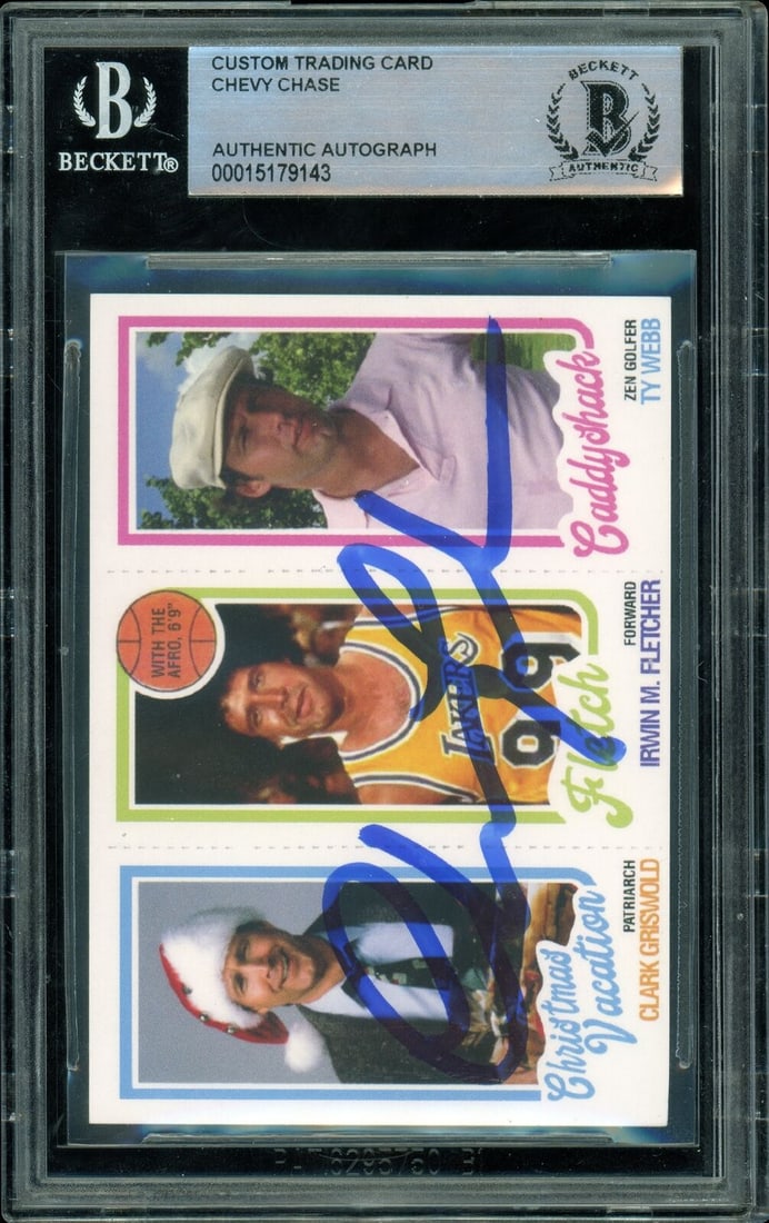 Chevy Chase Signed Custom Trading Card BAS Autograph 10: Chevy Chase Signed Custom Trading Card BAS Autograph 10 Sport: Basketball Golf Player/Athlete: Chevy Chase Manufacturer: CUSTOM Parallel/Variety: National Lampoon"s Vacation Fletch Caddy Shack Feature