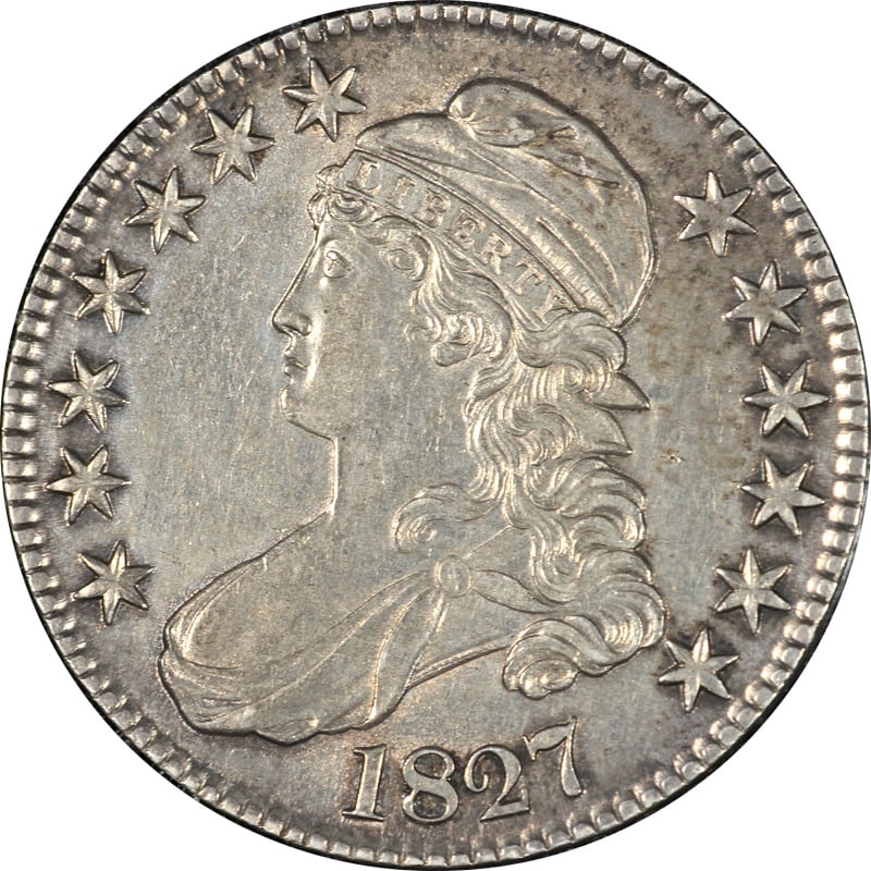 1827 Bust Half Dollar Square Base 2 Choice AU/BU 0-104 R.1 Superb Eye Appeal: 1827 Bust Half Dollar Square Base 2 Choice AU/BU 0-104 R.1 Superb Eye Appeal Certification: Uncertified Circulated/Uncirculated: Circulated Composition: Silver Grade: Choice AU/BU Year: 1827 Fineness:
