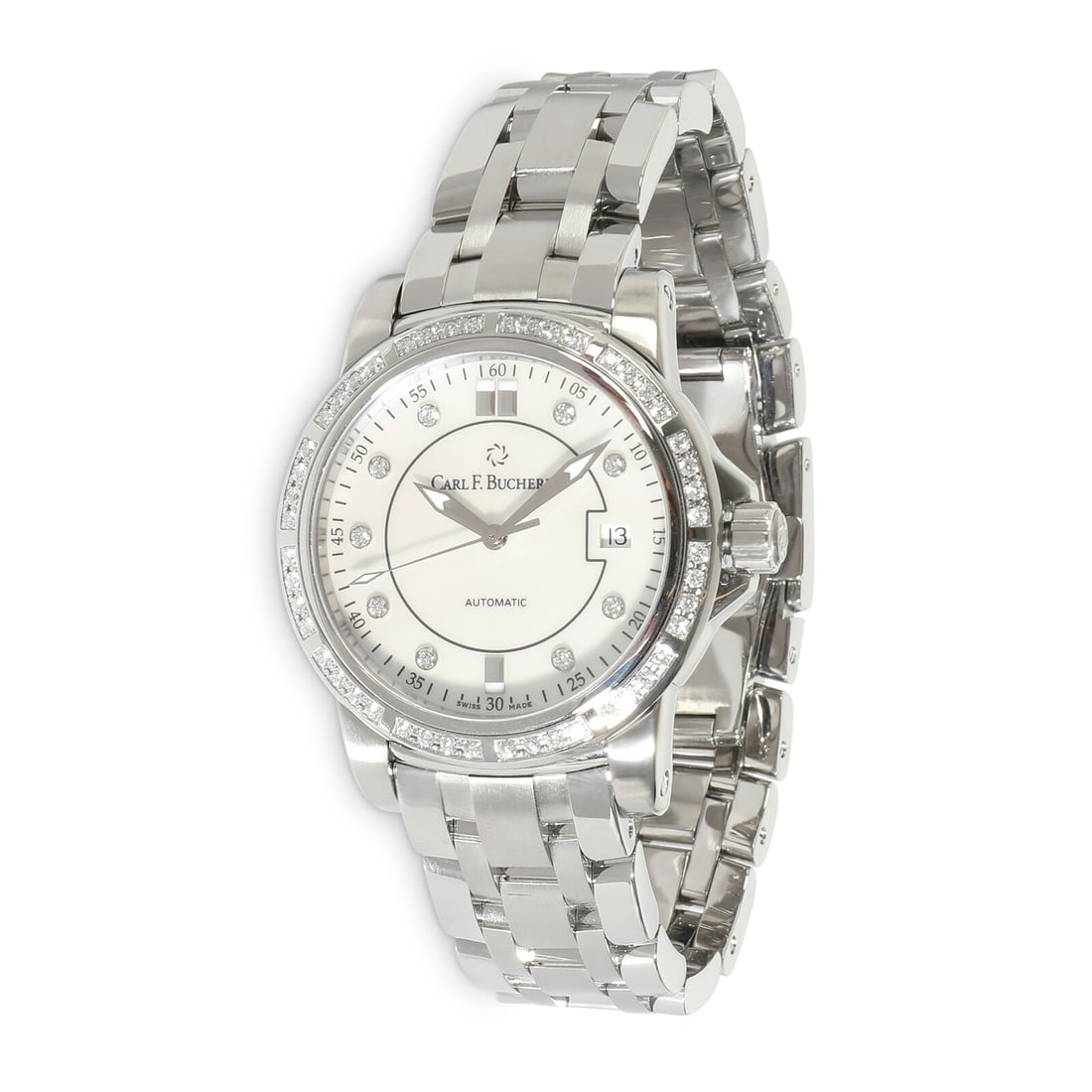 Carl F. Bucherer Patravi Autodate Unisex Diamond Bezel Watch 38mm Stainless Steel: Carl F. Bucherer Patravi Autodate Unisex Diamond Bezel Watch 38mm Stainless Steel This Carl F. Bucherer Patravi Autodate wristwatch is a luxurious unisex timepiece crafted in stainless steel. The watc