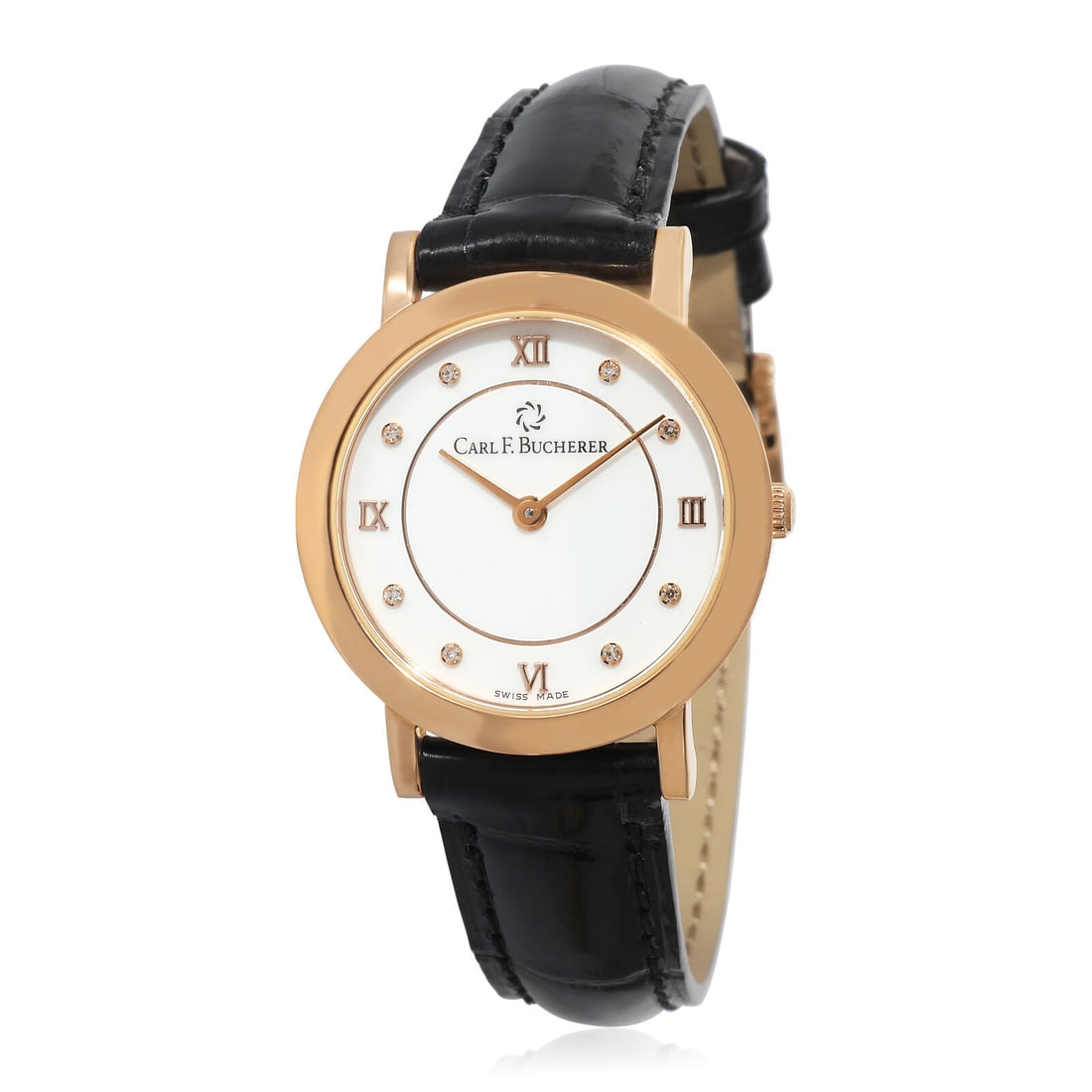 Carl F. Bucherer Adamavi Women's 18K Rose Gold Quartz Watch: Carl F. Bucherer Adamavi Women's 18K Rose Gold Quartz Watch The Carl F. Bucherer Adamavi 00.10308.03.25.01 is a luxurious women's wristwatch crafted in 18K rose gold. This exquisite timepiece features