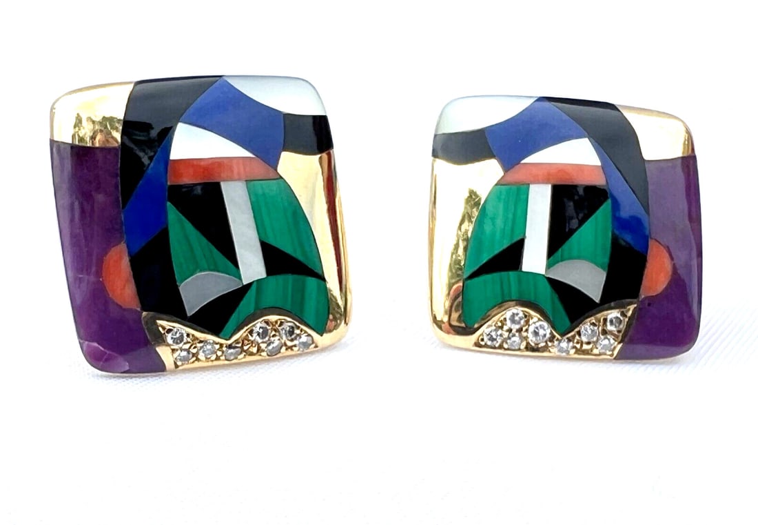 Asch Grossbardt 14K Yellow Gold Diamond Multi Stone Earrings: Asch Grossbardt 14K Yellow Gold Diamond Multi Stone Earrings This exquisite pair of Asch Grossbardt earrings features a stunning design crafted in 14K yellow gold with diamond multi stone accents. Eac