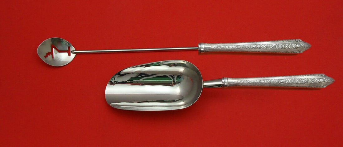 Wallace Normandie Sterling Silver Hostess Set with Bar Tools: Wallace Normandie Sterling Silver Hostess Set with Bar Tools Elevate your entertaining experience with this exquisite Normandie by Wallace Sterling Silver Bar Set. This custom-made hostess set feature