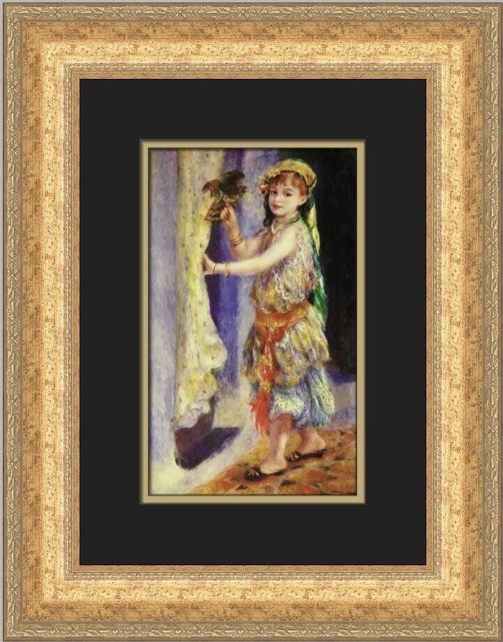 Pierre-Auguste Renoir Girl with a Falcon Framed Print: Pierre-Auguste Renoir Girl with a Falcon Framed Print This exquisite custom framed print is a stunning representation of Pierre-Auguste Renoir's work titled "Girl with a Falcon." Measuring 19 in. heig