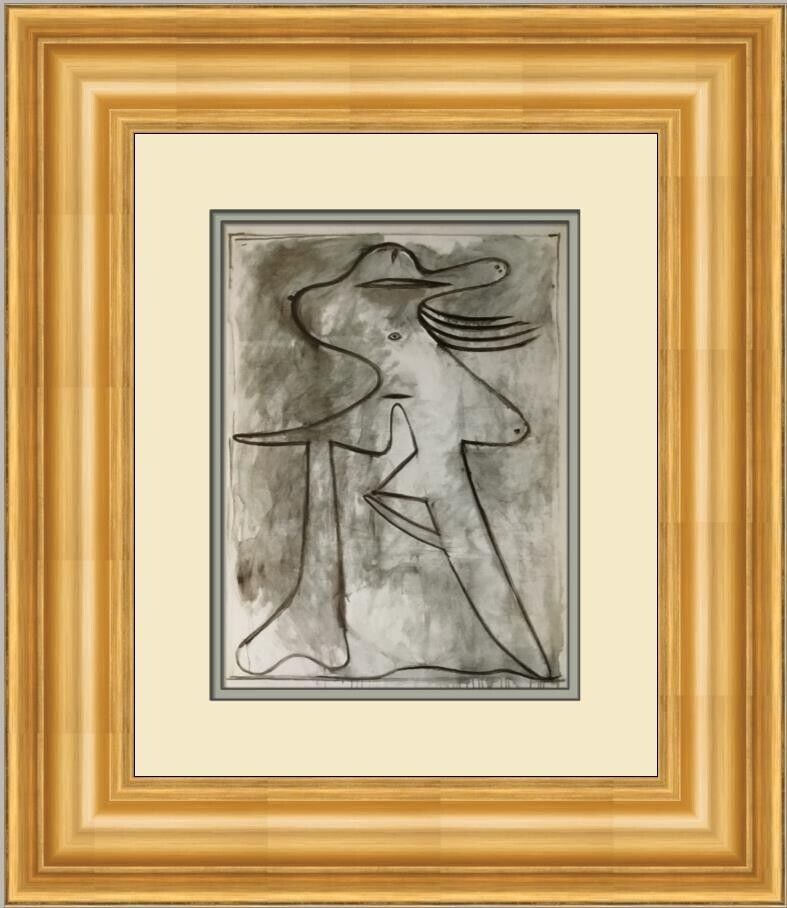 Pablo Picasso Surrealism Figure Custom Framed Art Print 1985: Pablo Picasso Surrealism Figure Custom Framed Art Print 1985 This stunning custom framed print features a captivating figure by the renowned artist Pablo Picasso. Created in 1985, this medium-sized ar