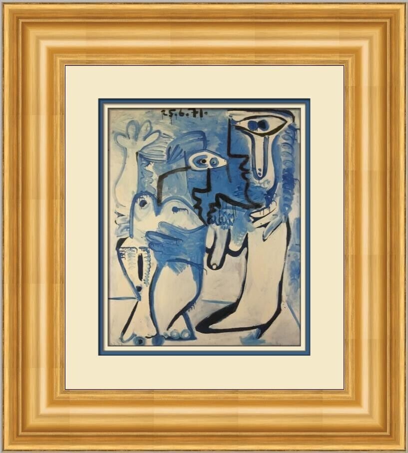 Pablo Picasso Couple Print, 21x19in, Surrealism, Framed & Matted: Pablo Picasso Couple Print, 21x19in, Surrealism, Framed & Matted This stunning custom framed print titled "Couple" by the renowned artist Pablo Picasso showcases his unique surrealism style. Produced 