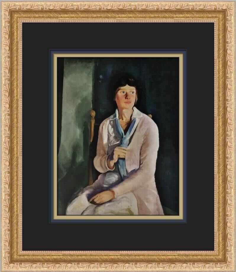 A Portrait of Florence Budd - Framed Print by George Bellows: A Portrait of Florence Budd - Framed Print by George Bellows This stunning custom framed print titled "A Portrait of Florence Budd" by renowned artist George Bellows showcases a beautiful expressionis