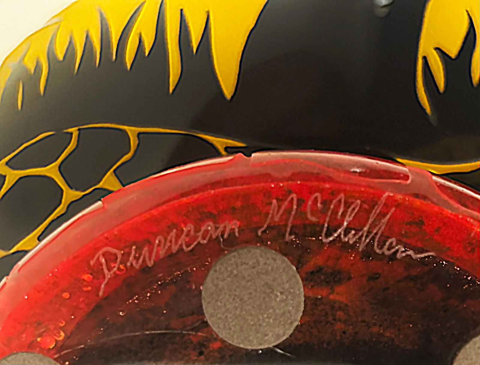 Duncan McClellan Acid-Etched Art Glass Vase 12.88" Palm Tree Design: Duncan McClellan Acid-Etched Art Glass Vase 12.88" Palm Tree Design This stunning art glass vase by Duncan McClellan features a captivating palm tree design, masterfully acid-etched to create intricat