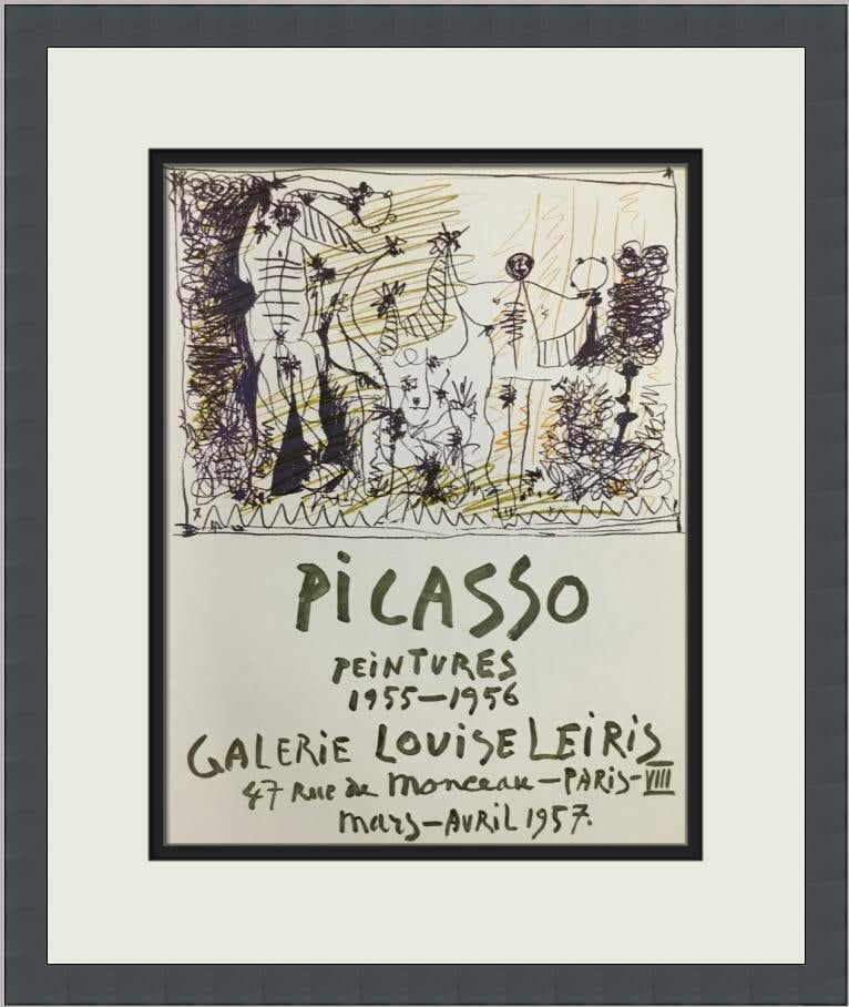 Pablo Picasso Offset Lithograph Print Framed Advertising Art: Pablo Picasso Offset Lithograph Print Framed Advertising Art Enhance your space with this stunning custom framed print titled "Picasso Paintings I" by renowned artist Pablo Picasso. This medium-sized 