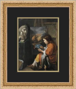 Framed Offset Lithograph Print The Young Draftsman by Wallerant Vaillant: Framed Offset Lithograph Print The Young Draftsman by Wallerant Vaillant This stunning custom framed print titled "The Young Draftsman" features the artwork of Wallerant Vaillant. Created in 1993, thi