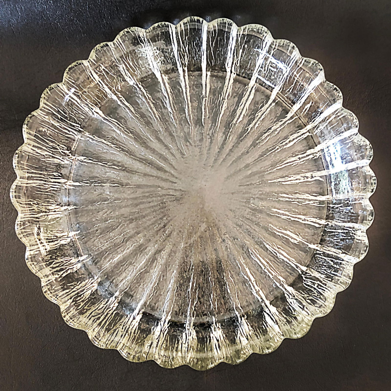 Danish Modern Crystal Centerpiece Bowl by Sidse Werner: Danish Modern Crystal Centerpiece Bowl by Sidse Werner This exquisite Danish Modern lead crystal centerpiece bowl, designed by Sidse Werner for Holmegaard Glass, showcases a stunning fluted edge and a