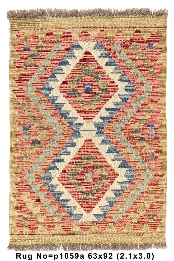 Handmade Kilim Wool Area Rug 2.1 x 3 Multi Tribal Pattern: Handmade Kilim Wool Area Rug 2.1 x 3 Multi Tribal Pattern Enhance your space with this exquisite 2'1" x 3" Kilim natural wool flat weave handmade small rug. Crafted from premium wool, this area rug fe