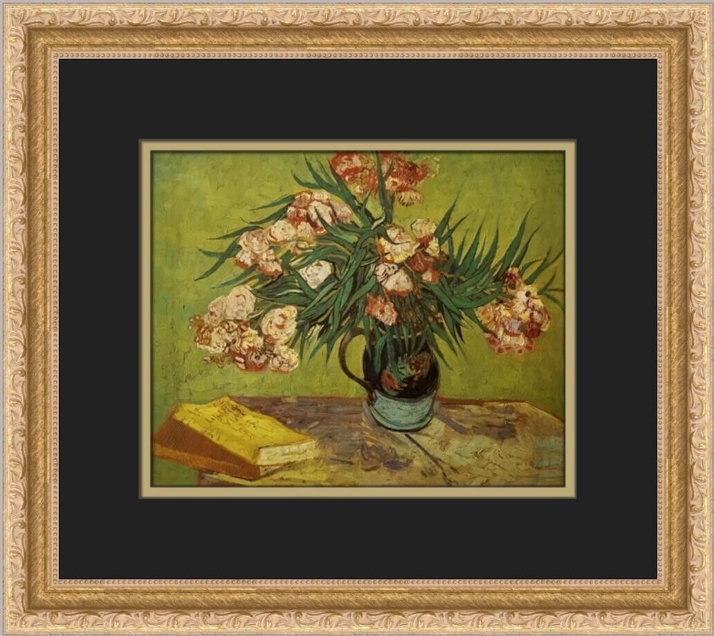 Vincent Van Gogh Orleanders Custom Framed Art Print 15x13 Inches: Vincent Van Gogh Orleanders Custom Framed Art Print 15x13 Inches This custom framed print titled "Orleanders" by artist Vincent van Gogh features a medium-sized landscape image measuring 7 x 9 in. The