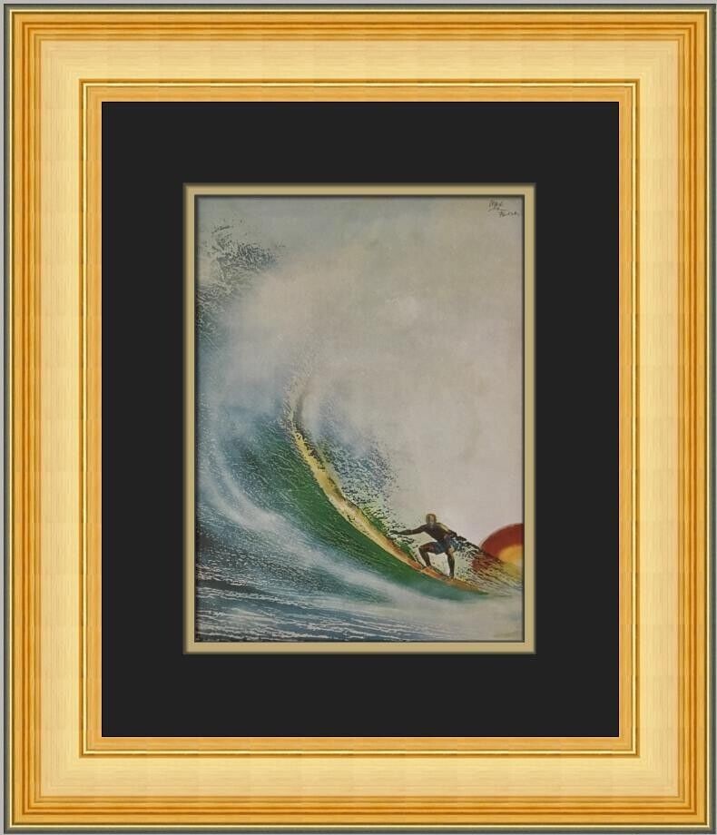 Peter Max Electric Wave Surfer Medium Framed Print: Peter Max Electric Wave Surfer Medium Framed Print Presenting the Peter Max Electric Wave Surfer Custom Framed Print, a striking piece of Pop Art from the renowned artist Peter Max. This medium-sized