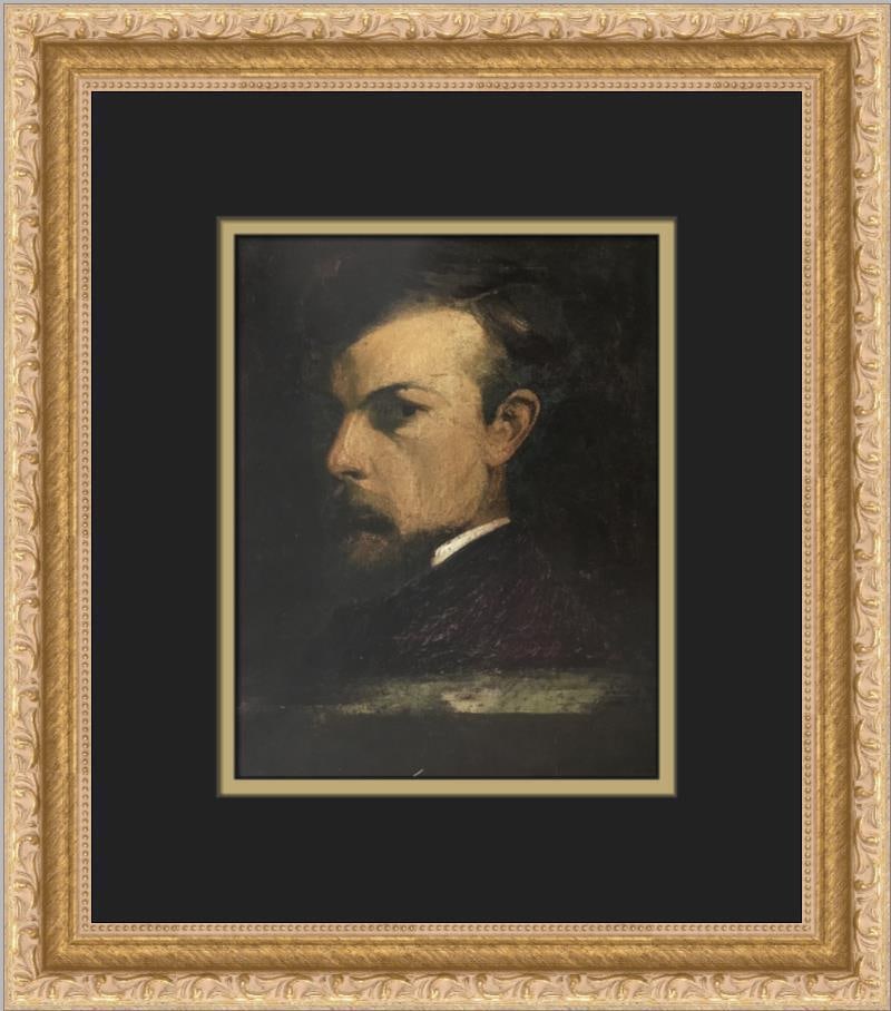 Odilon Redon Self-Portrait Offset Lithograph Print Framed: Odilon Redon Self-Portrait Offset Lithograph Print Framed This exquisite Odilon Redon Self-Portrait custom framed print showcases the artist's unique realism style. Produced through lithography, this