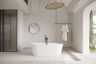 Odette 65 Inch Glossy White Freestanding Acrylic Bathtub with Overflow Drain
