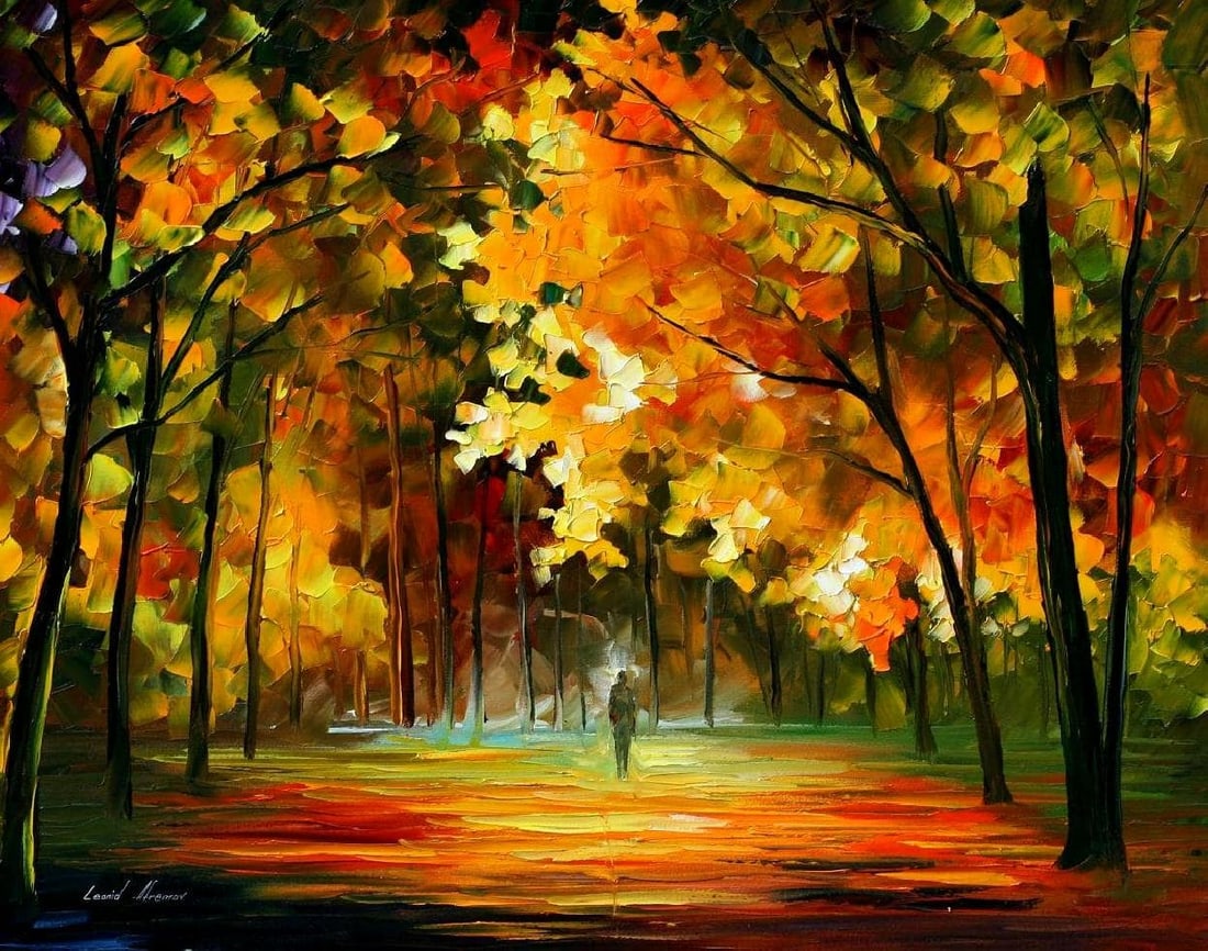 Feast Of Leafs by Leonid Afremov Limited Edition Giclee Canvas 91x114 cm: Feast Of Leafs by Leonid Afremov Limited Edition Giclee Canvas 91x114 cm Feast Of Leafs - Limited Edition 1/25 by Leonid Afremov is a stunning giclee hand-painted artwork, capturing the true essence o