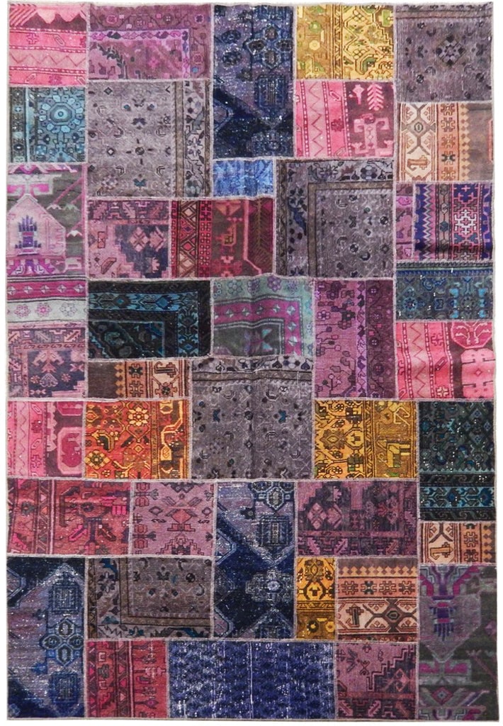 Hand-Knotted Persian Patchwork Rug 6.3 x 9.4 Multi Color: Hand-Knotted Persian Patchwork Rug 6.3 x 9.4 Multi Color Enhance your living space with this stunning 6'3" x 9'4" Multi Color Antique Persian Patchwork Rug. Hand-knotted with exquisite craftsmanship, 
