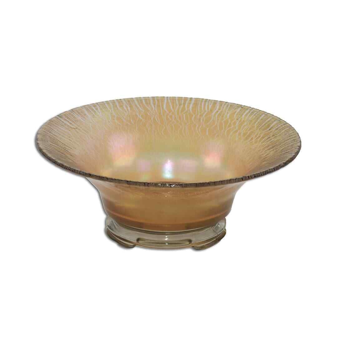 Antique Loetz Iridescent Glass Bowl 10 Inches Colorful Craquelure: Antique Loetz Iridescent Glass Bowl 10 Inches Colorful Craquelure This exquisite Loetz or Austrian iridescent glass bowl features a mold-formed design with a widely everted rim, showcasing a fine gold