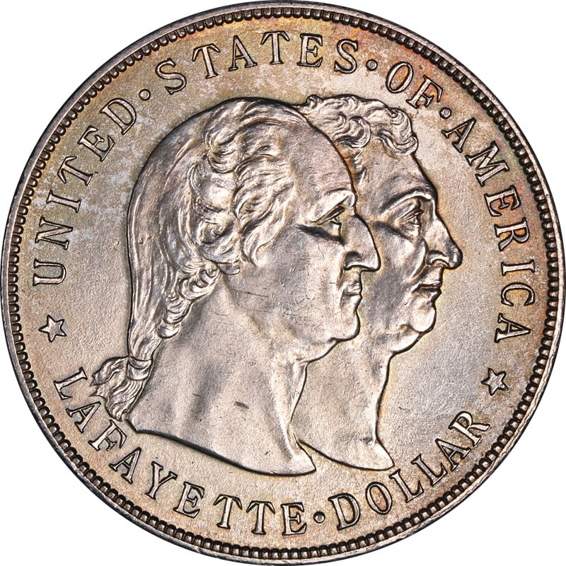 1900 Lafayette Commem Dollar Choice BU Details Uncirculated: 1900 Lafayette Commem Dollar Choice BU Details Uncirculated This 1900 Lafayette Commemorative Dollar showcases a unique design featuring the profiles of two prominent figures. Graded as Choice BU Deta
