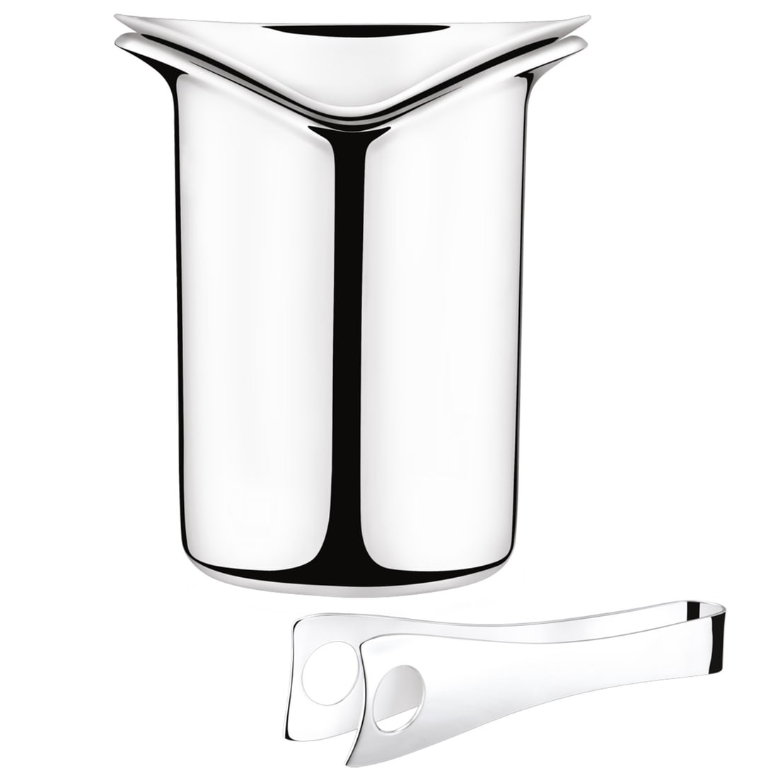 Georg Jensen Stainless Steel Ice Bucket with Tongs Scandinavian Design: Georg Jensen Stainless Steel Ice Bucket with Tongs Scandinavian Design Elevate your entertaining experience with this stunning Stainless Steel Ice Bucket by Georg Jensen. Designed by Thomas Sandell, t