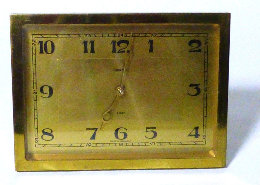 Brass Kienzle Germany 8 Day Alarm Clock: Brass Kienzle Germany 8 Day Alarm Clock Type: Desk Clock Country/Region: Geramy Brass Kienzle Germany 8 Day Alarm Clock 4 1/2'' x 6'' Not sure if works The MYNT Guarantee: All items in this auction ar