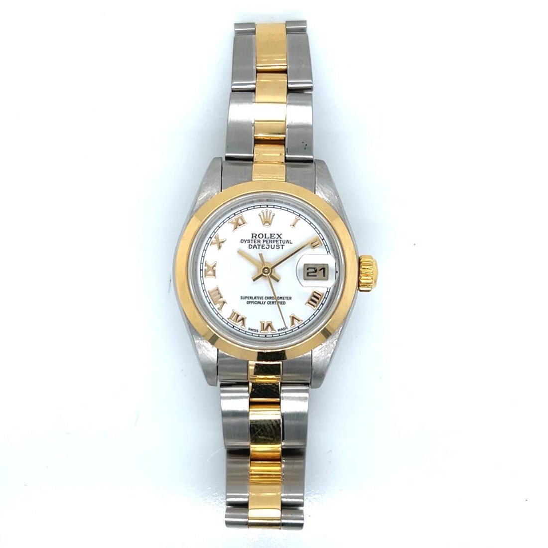 ROLEX DateJust 79163 26mm Steel Yellow Gold Automatic Oyster Bracelet: ROLEX DateJust 79163 26mm Steel Yellow Gold Automatic Oyster Bracelet This ROLEX 26mm Steel & Gold Ladies DateJust 79163 features an 18K stainless steel and yellow gold construction. The watch is sign