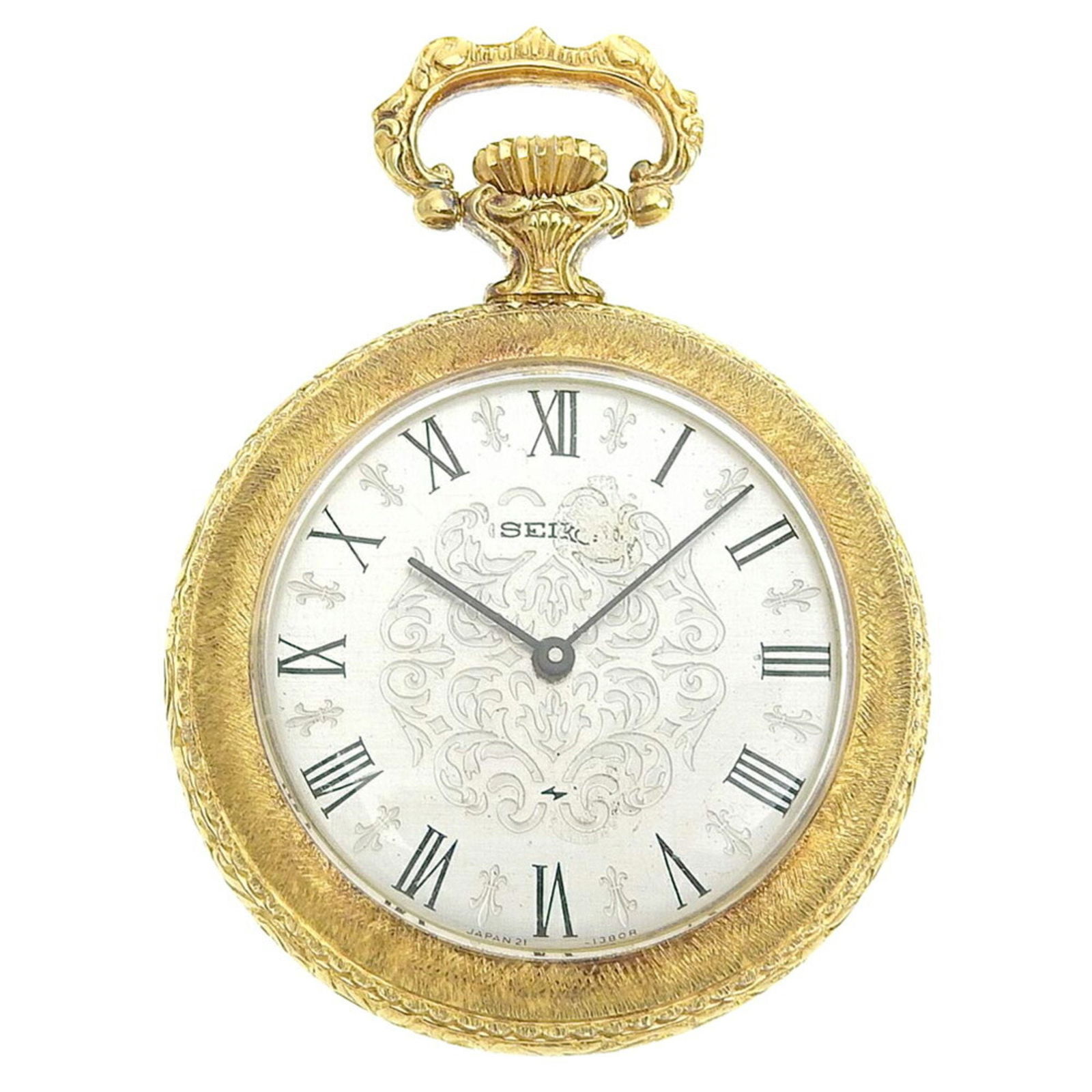 Seiko Gold Plated Open Face Pocket Watch 32mm Manual Winding: Seiko Gold Plated Open Face Pocket Watch 32mm Manual Winding This SEIKO pocket watch features a classic open face design and is made in Japan. It is suitable for both men and women, showcasing a gold