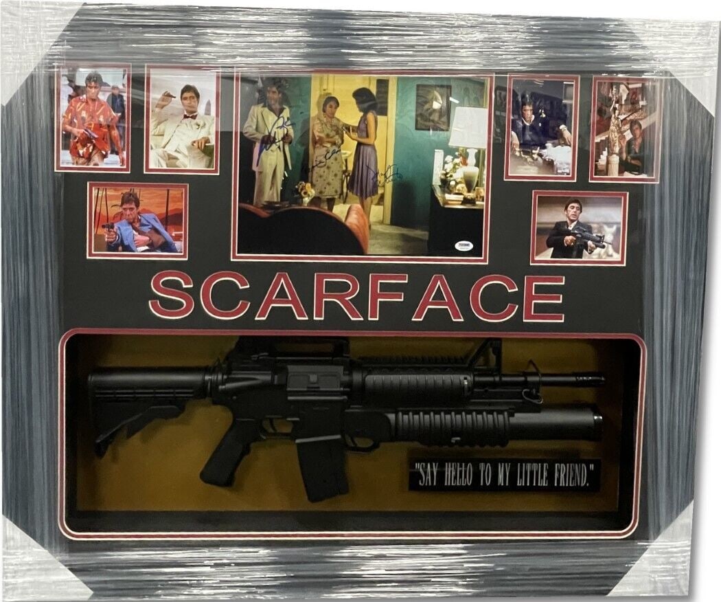Al Pacino Mariam Colon Mary Elizabeth Signed Framed 11x14 Photo: Al Pacino Mariam Colon Mary Elizabeth Signed Framed 11x14 Photo This stunning framed display features an 11x14 signed photo from the iconic film Scarface, showcasing autographs from Al Pacino, Mariam 