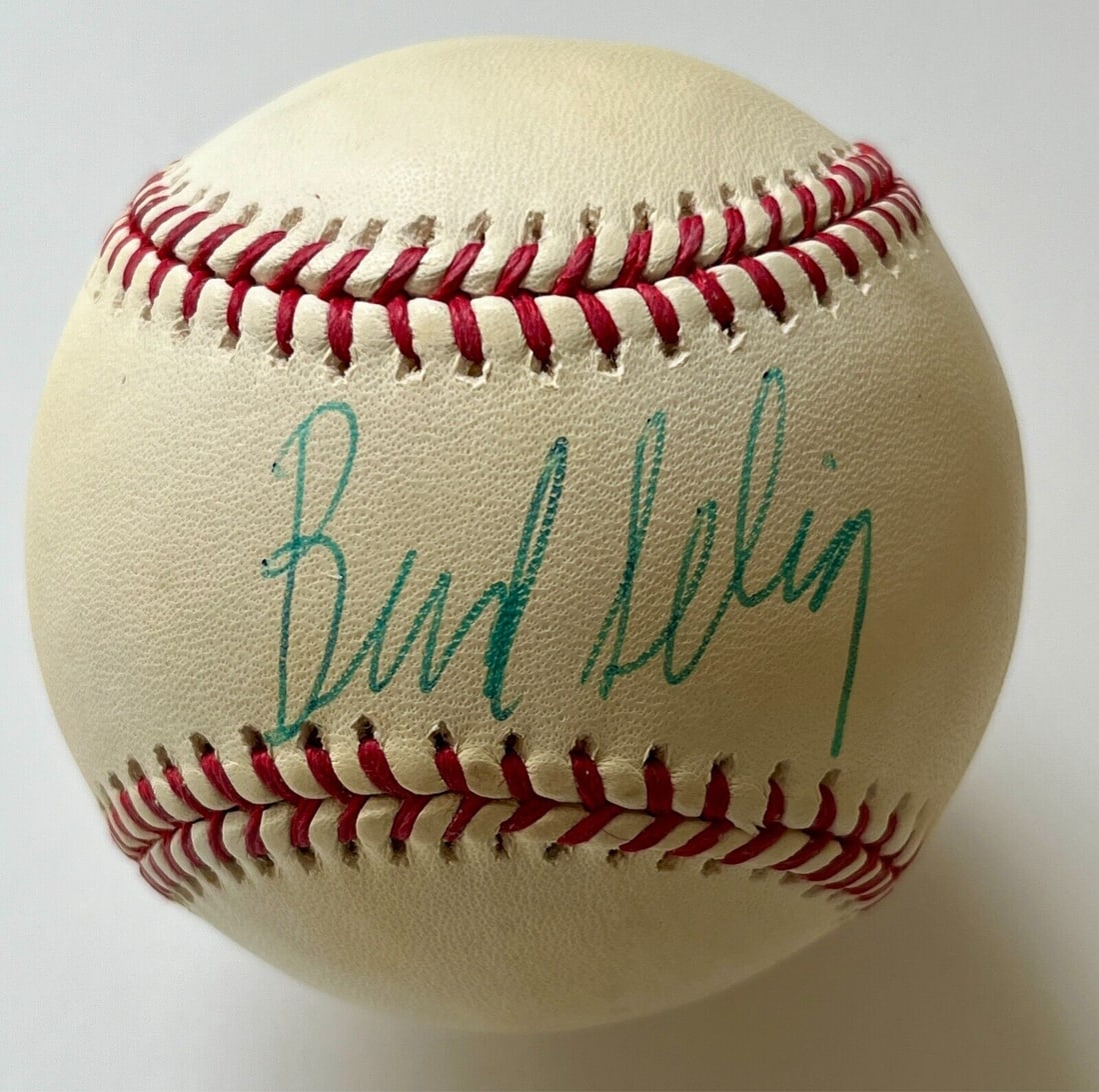 Bud Selig Signed Rawlings MLB Baseball with JSA Authentication: Bud Selig Signed Rawlings MLB Baseball with JSA Authentication This is an original Rawlings MLB baseball signed by Bud Selig, the former Commissioner of Major League Baseball. The autograph comes with
