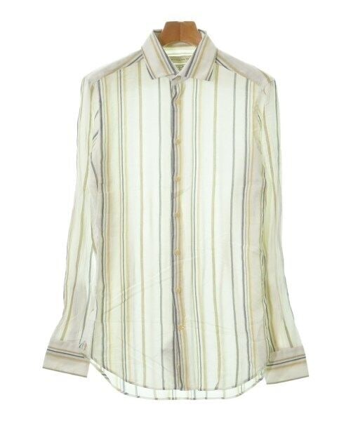 ETRO Casual Shirt WhitexBeigexGray Stripe Pattern: ETRO Casual Shirt WhitexBeigexGray Stripe Pattern Elevate your casual wardrobe with this stylish ETRO long-sleeve shirt featuring a sophisticated stripe pattern in WhitexBeigexGray etc.(Stripe Pattern