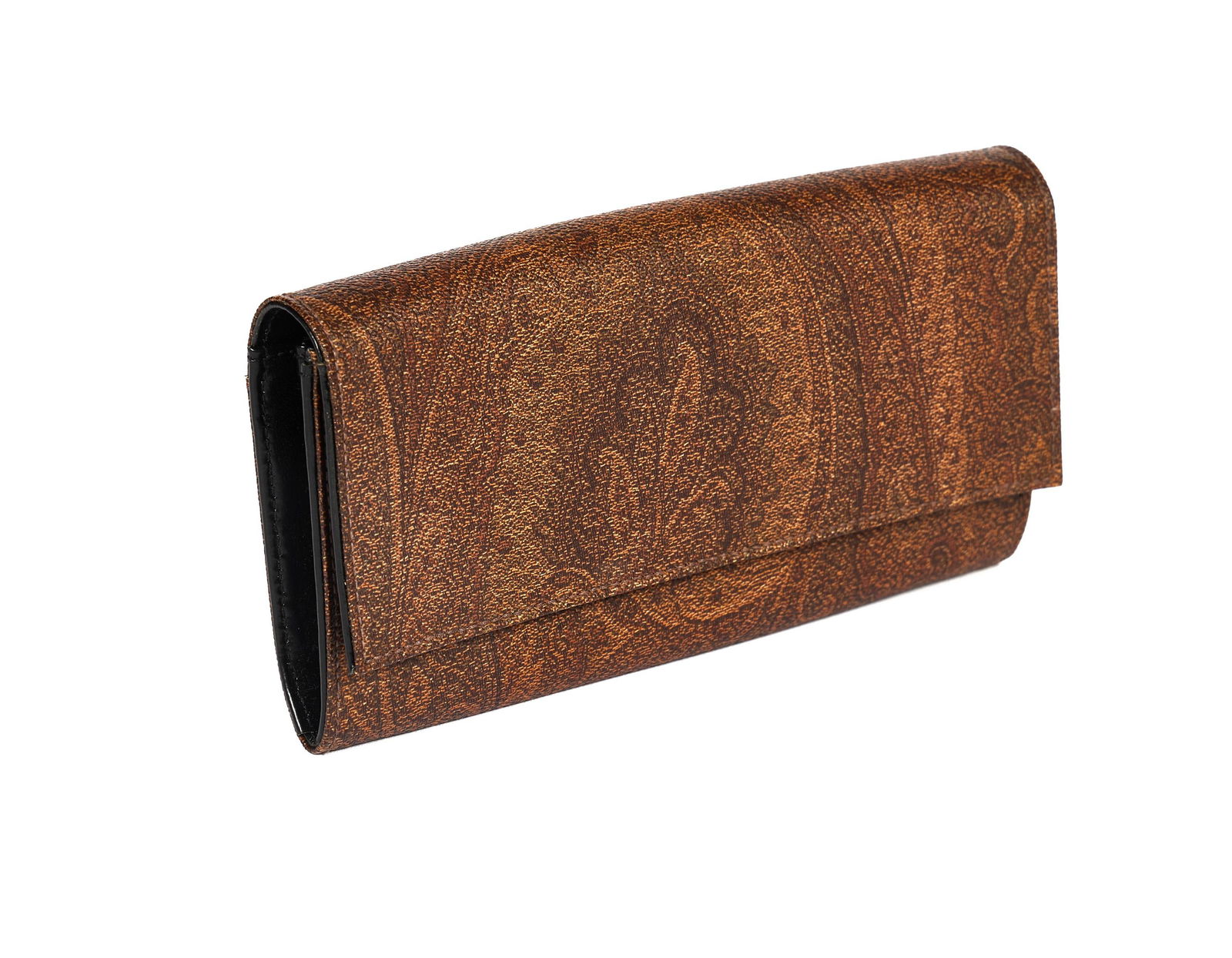 Etro Paisley Brown Long Wallet 3.75x1.25x7.5 inches Designer Luxury: Etro Paisley Brown Long Wallet 3.75x1.25x7.5 inches Designer Luxury This Etro Paisley Brown Long Wallet features a distinctive paisley design, showcasing the luxury of the Etro brand. Dimensions of th