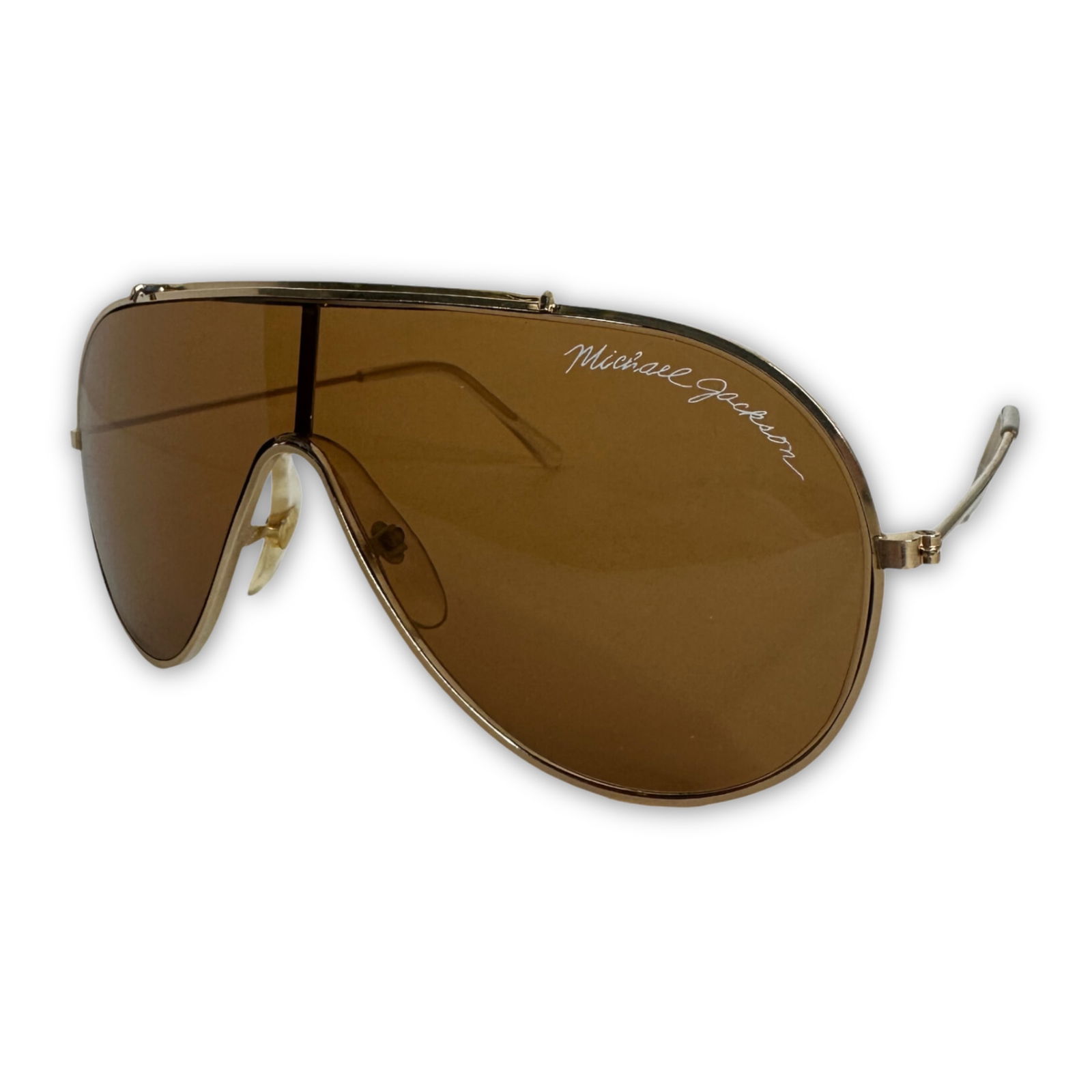 Vintage 1984 Michael Jackson Gold Frame Sunglasses Oversized: Vintage 1984 Michael Jackson Gold Frame Sunglasses Oversized Step into the world of music history with these original vintage 1984 Michael Jackson Victory Tour Gold Frame Sunglasses. Featuring a strik