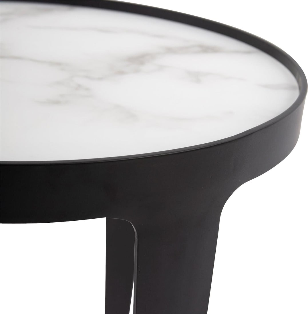 Costa Metal Side Table - Hand-Painted Glass Top: Costa Metal Side Table - Hand-Painted Glass Top Introducing the Costa Metal Side Table, a stunning fusion of simplicity and sophistication. This chic accent piece features a hand-painted glass top tha