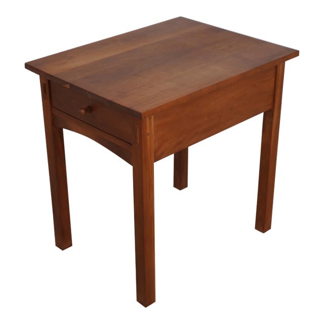 Arts & Crafts Solid Cherry Dovetailed Drawer End Table: Arts & Crafts Solid Cherry Dovetailed Drawer End Table This Stickley Arts & Crafts End Table, crafted from solid cherry wood, showcases timeless elegance with its dovetailed drawer construction and hi