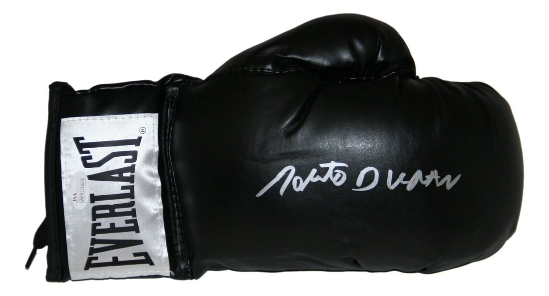 Roberto Duran Signed Boxing Glove with JSA Authentication: Roberto Duran Signed Boxing Glove with JSA Authentication Sport: Boxing. Player: Roberto Duran. Signed: Yes. Original/Reprint: Original. Autograph Authentication: James Spence Authentication (JSA). Pr
