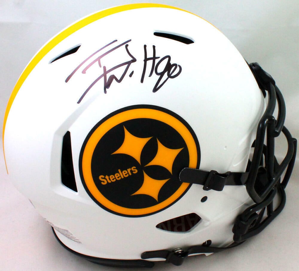 TJ Watt Signed Pittsburgh Steelers F/S Lunar Speed Authentic Helmet: TJ Watt Signed Pittsburgh Steelers F/S Lunar Speed Authentic Helmet This authentic full-size lunar speed helmet is signed by TJ Watt, the standout linebacker for the Pittsburgh Steelers. It features t