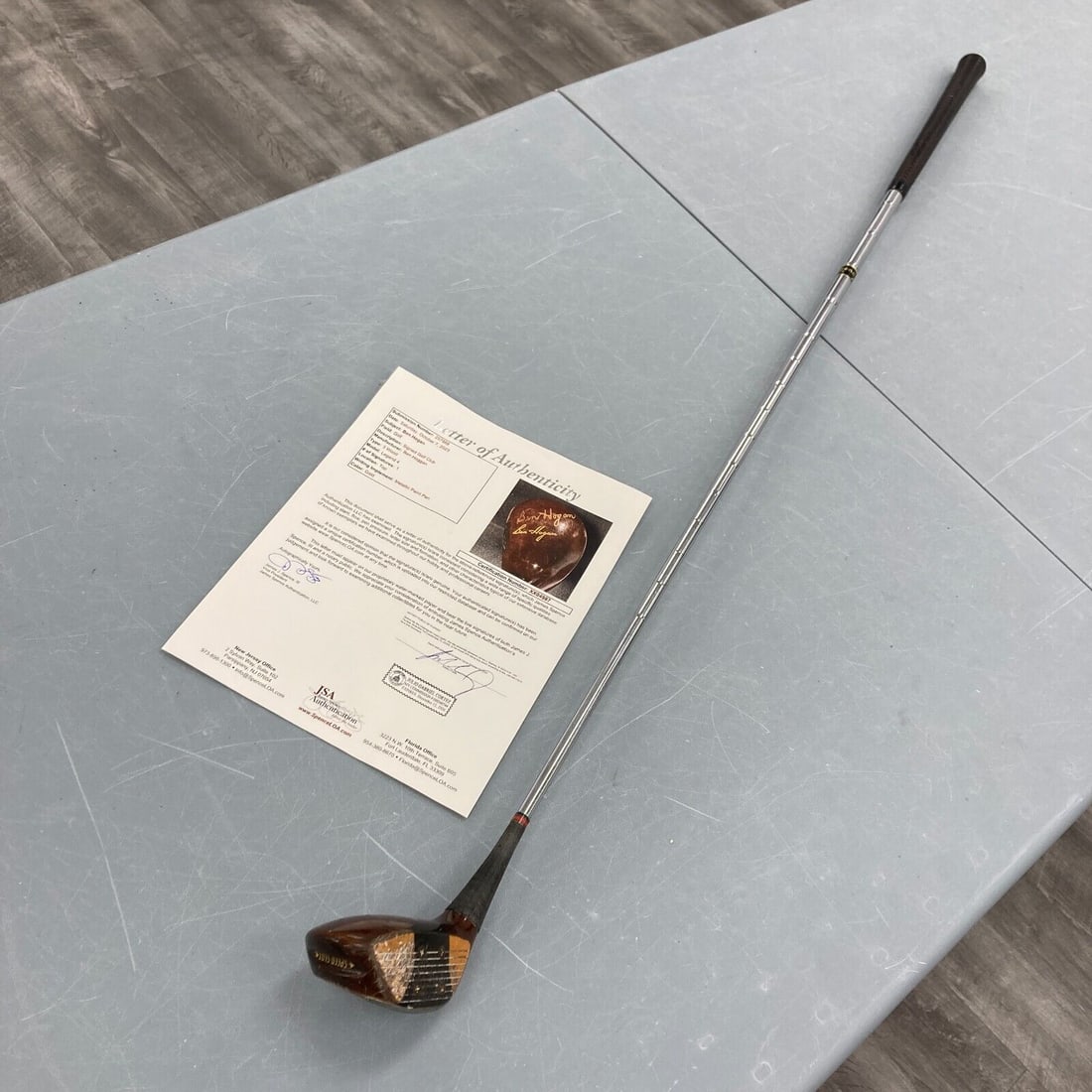 Ben Hogan Signed Autographed Golf Club with JSA COA: Ben Hogan Signed Autographed Golf Club with JSA COA Own a piece of golf history with this rare Ben Hogan signed autographed golf club. This authentic item comes with a full letter of authenticity from