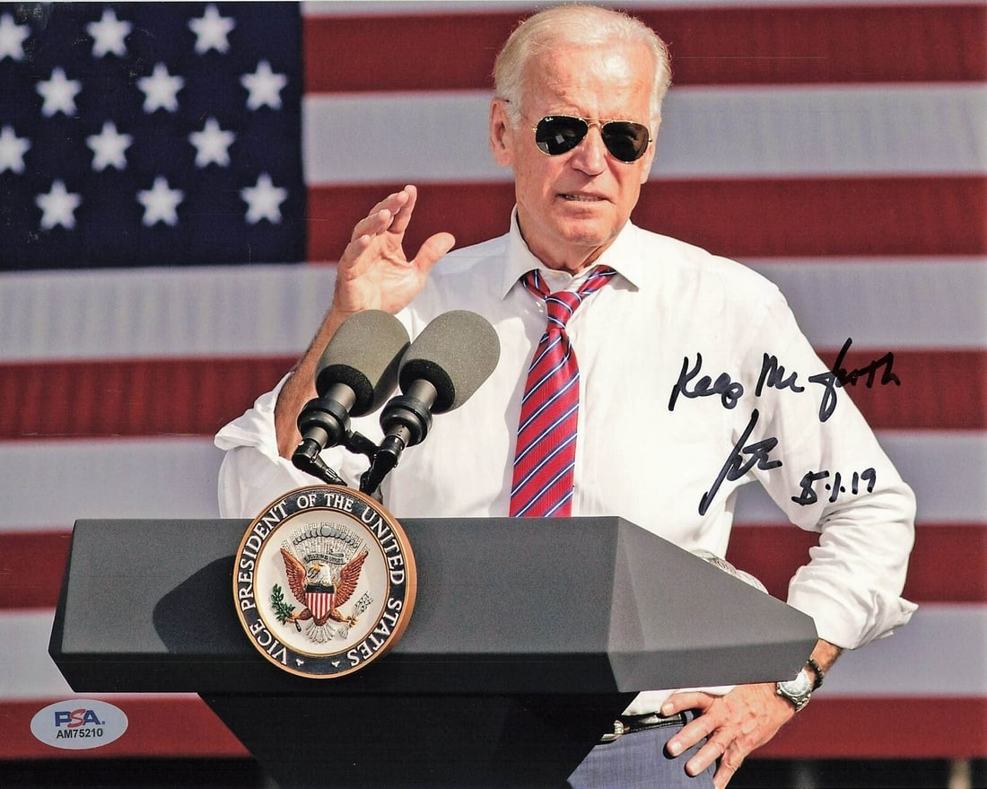 Joe Biden Signed 8x10 Photo "Keep the Faith" PSA/DNA: Joe Biden Signed 8x10 Photo "Keep the Faith" PSA/DNA This listing features a professionally printed 8x10 photograph signed by Joe Biden, the President of the United States. The photo includes his hand