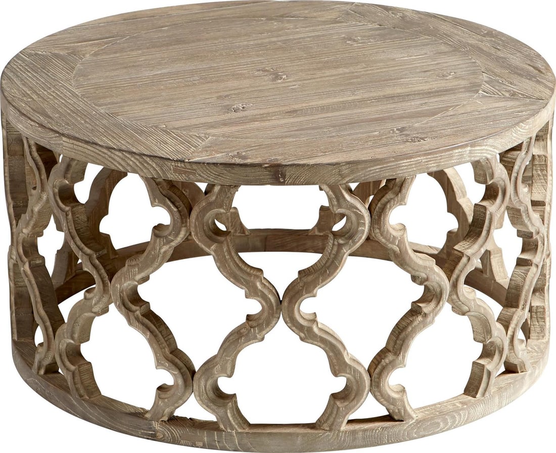 Sirah Coffee Table in Weathered Pine: Sirah Coffee Table in Weathered Pine Introducing the Sirah Coffee Table, a perfect blend of timeless elegance and rustic charm crafted from premium weathered pine. This piece from the Sirah Collection