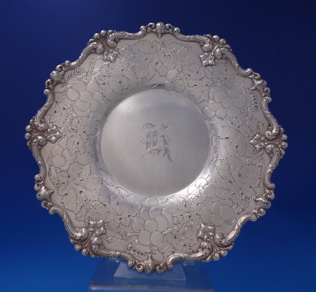 Grape Sterling Silver Champagne Magnum Coaster: Grape Sterling Silver Champagne Magnum Coaster This exquisite champagne magnum coaster from the Grape pattern by Frank Smith is crafted from high-quality sterling silver (.925). The coaster features a