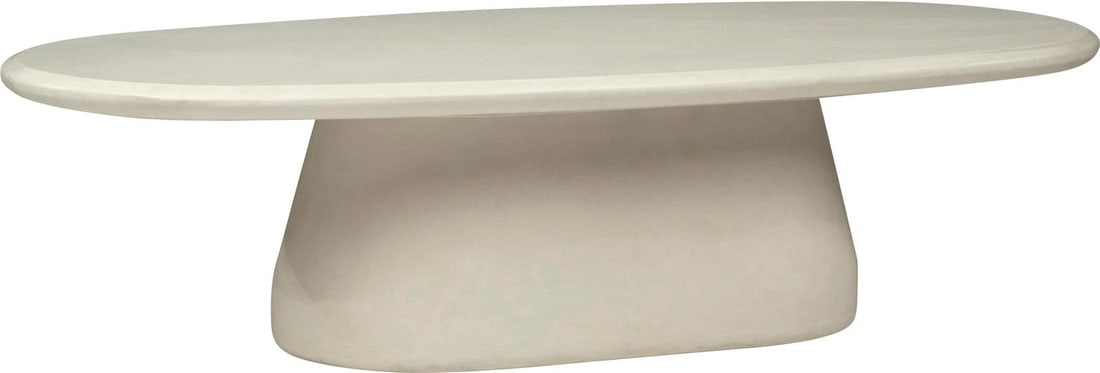 Turell Ivory Lightweight Concrete Round Coffee Table 14H 55W 25D: Turell Ivory Lightweight Concrete Round Coffee Table 14H 55W 25D Elevate your outdoor decor with the Turell Ivory Round Pedestal Coffee Table, a perfect blend of modern design and functionality. This 