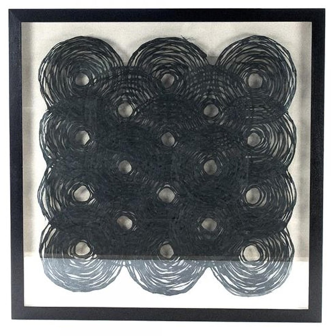 Chic Abstract Wall Art in Ebony Frame: Chic Abstract Wall Art in Ebony Frame Enhance your living space with the Chic Abstract Wall Decor, a striking piece of art that exudes avant-garde sophistication. Measuring 47.25 inches square, this a