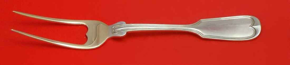 Fiddle Thread Sterling Silver Serving Fork Custom Made 7": Fiddle Thread Sterling Silver Serving Fork Custom Made 7" This exquisite serving fork, custom made in the post-1940 era, features the elegant Fiddle Thread pattern by renowned maker Frank Smith. Craft