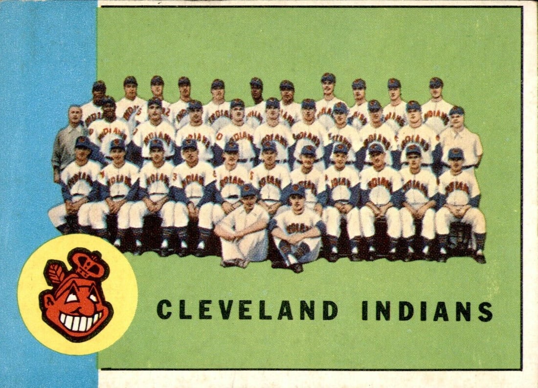 1963 Topps Cleveland Indians Team Card 26 Players and Coach Original: 1963 Topps Cleveland Indians Team Card 26 Players and Coach Original This 1963 Topps #451 Cleveland Indians Team Card showcases a vintage photograph of the Cleveland Indians baseball team, featuring 2