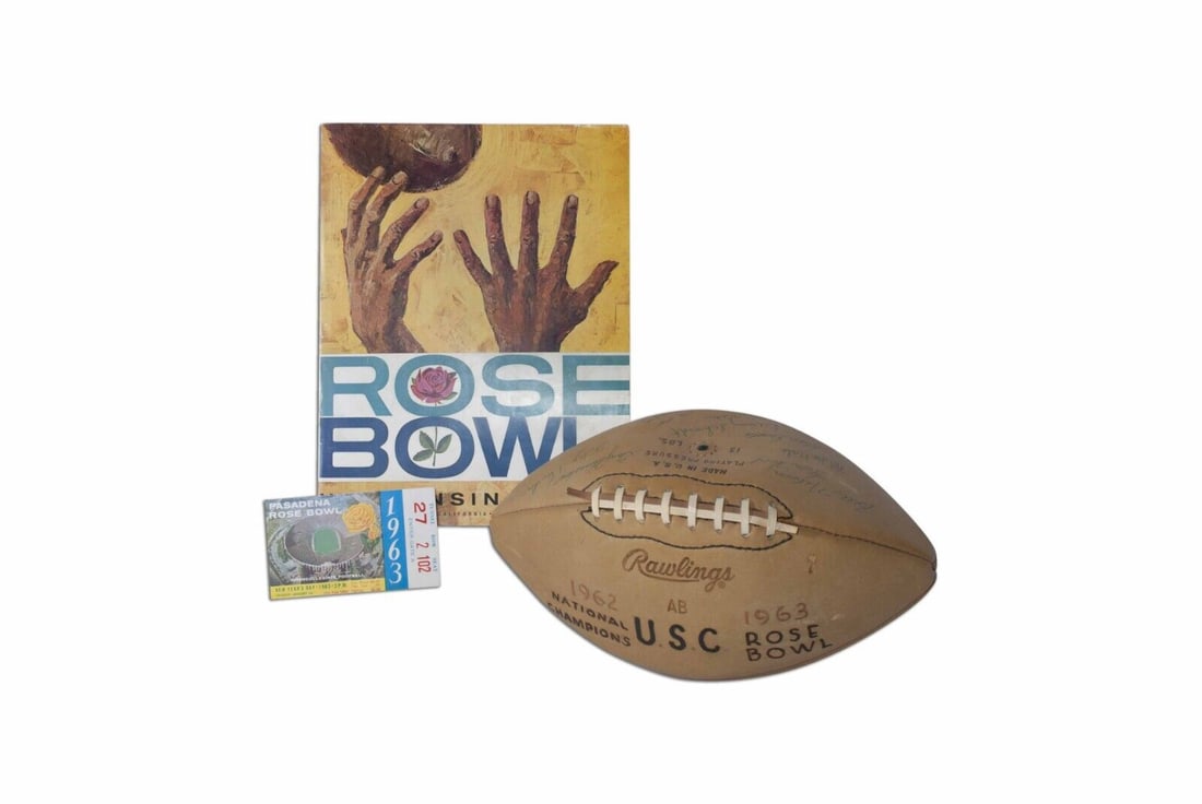 1962-1963 USC Trojans NCAA National Champions Team Signed Football Beckett Authentication: 1962-1963 USC Trojans NCAA National Champions Team Signed Football Beckett Authentication Celebrate the legacy of USC Trojans football with this original team-signed football from the 1962-1963 NCAA N